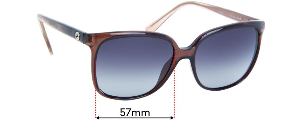 Gucci GG3696/S Replacement Sunglass Lenses - 57mm Wide